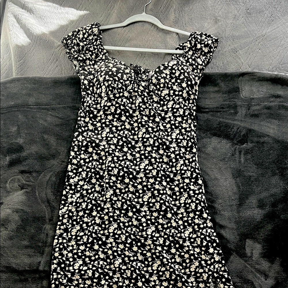 No Boundaries Black and White Floral Midi Dress